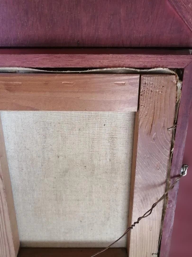 複製画「カミーユ・ピサロ　冬景色」　ヴィンテージ重厚な額付き