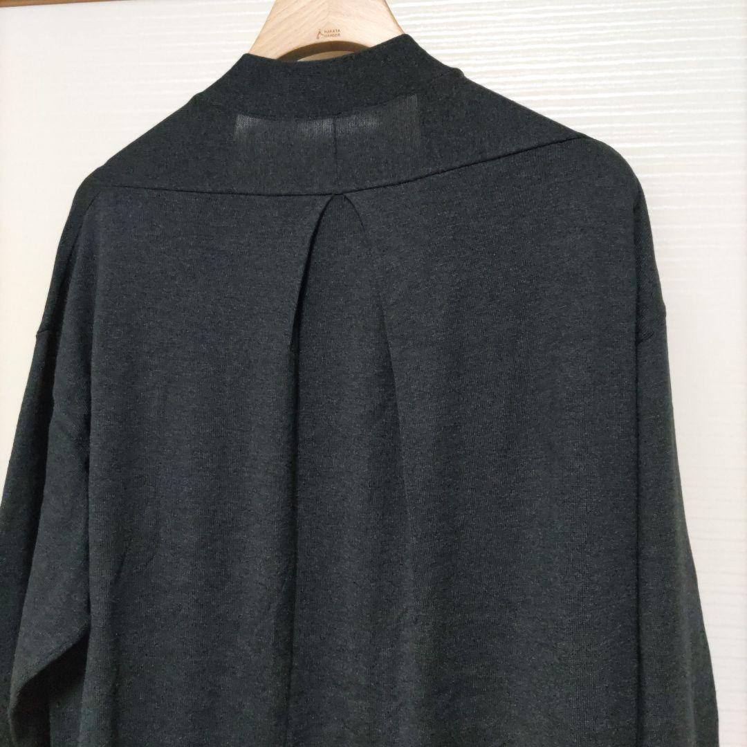 【未使用】ドレスハーセルフ　ロングカーディガン　シルク　チャコールグレー　M〜L