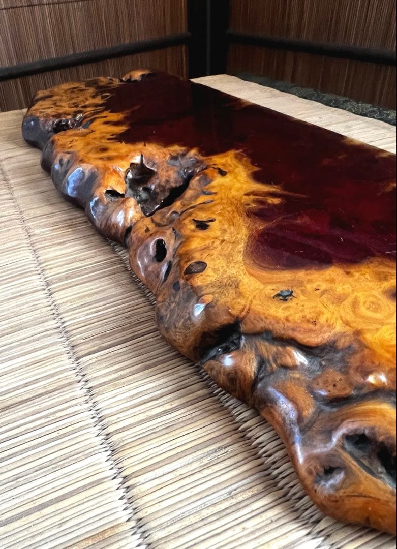 時代 花梨 玉杢 瘤 花台 香台 盆栽台 平台 約45㎝