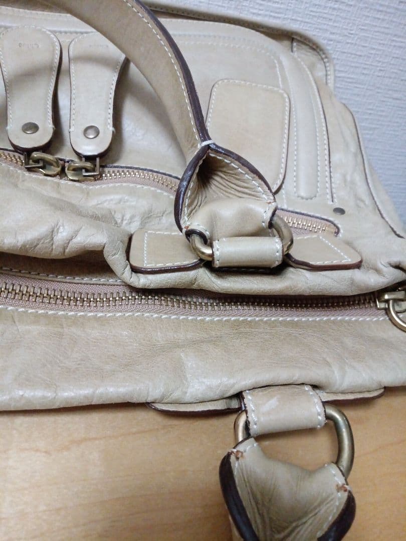 クロエベイレザー ベージュ レザー ハンドバッグ