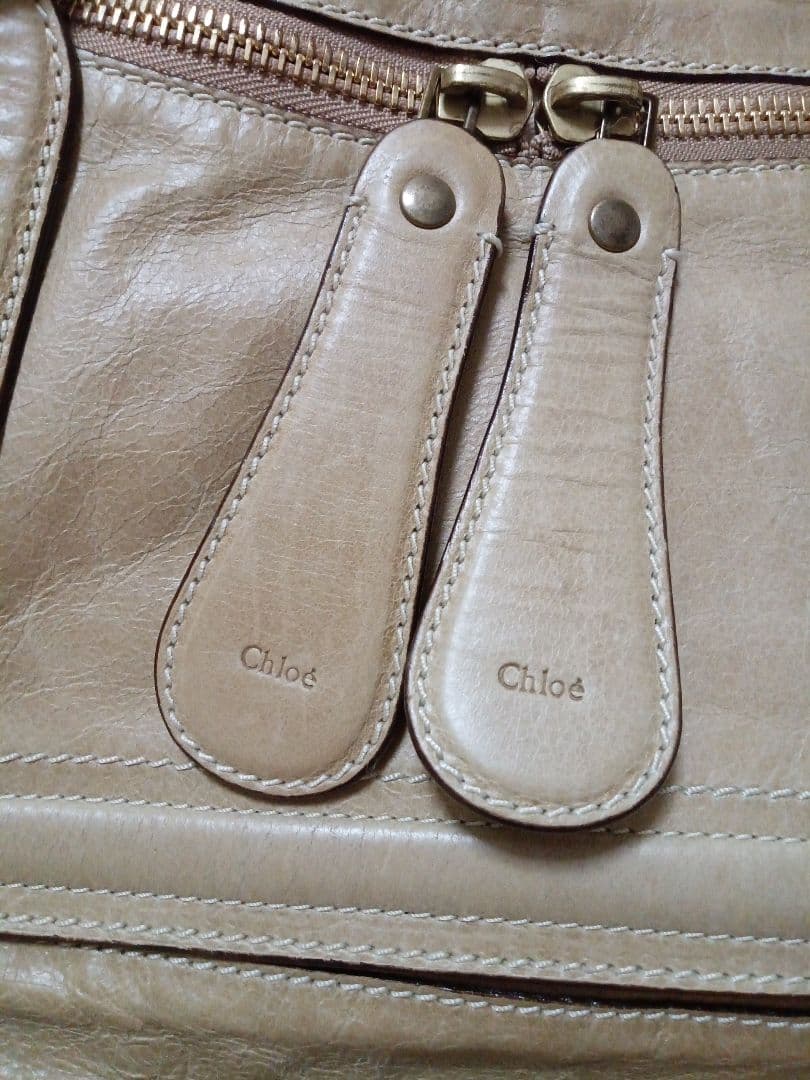 クロエベイレザー ベージュ レザー ハンドバッグ