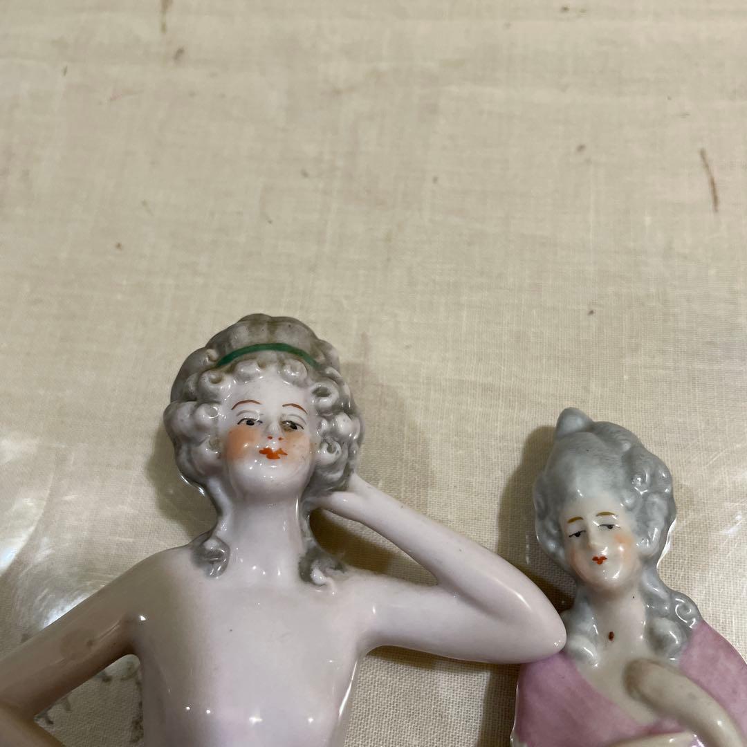 584ハーフドール3体陶器の女性像 イギリス買い付けピンクッション