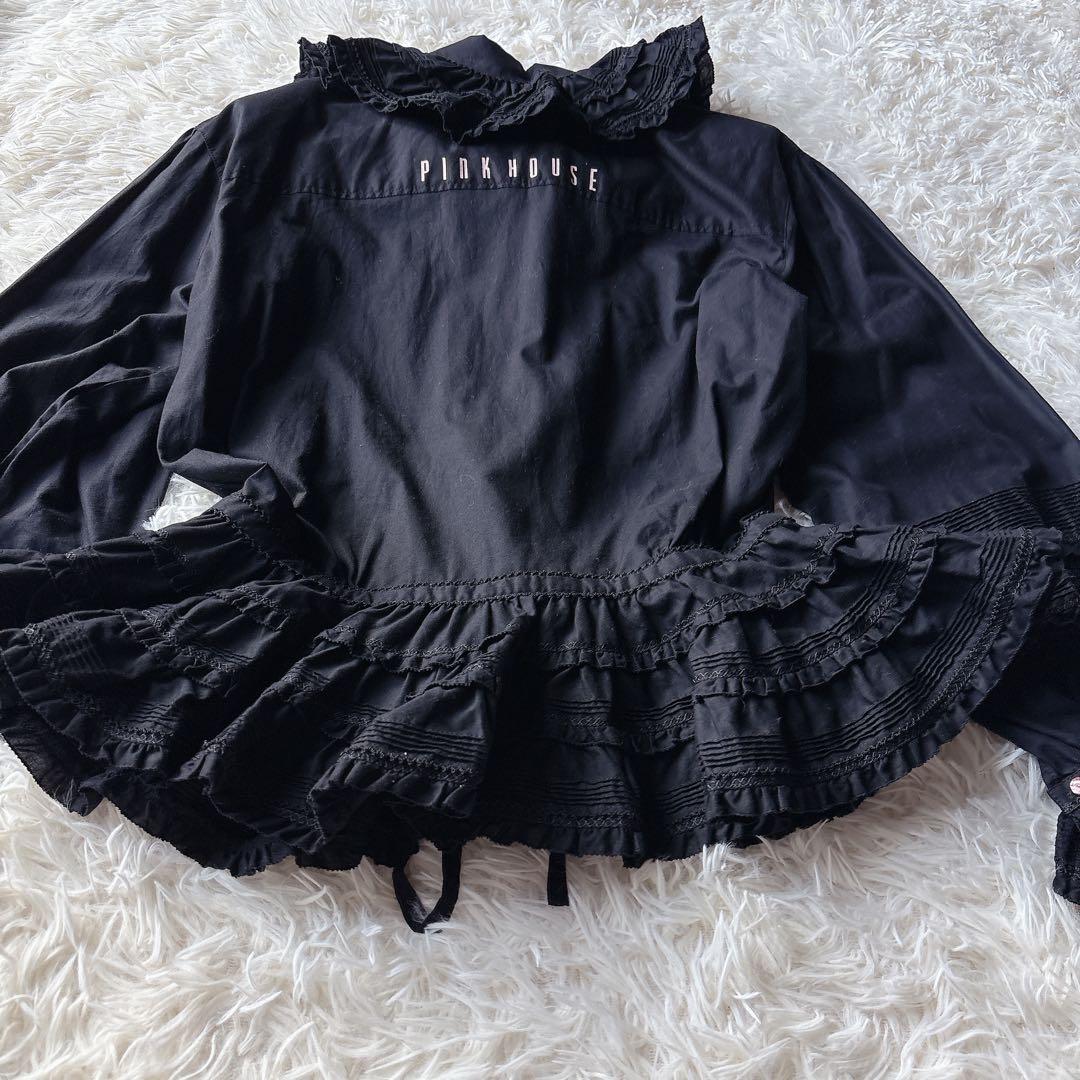 未使用級✨️ピンクハウス ボリュームフリルシャツ ピコフリル リボン バックロゴ