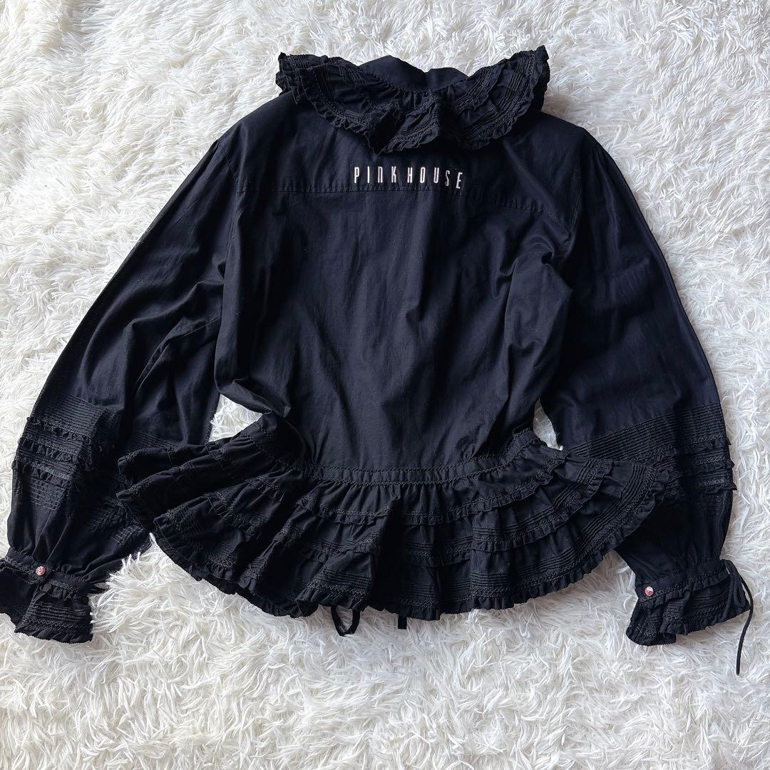 未使用級✨️ピンクハウス ボリュームフリルシャツ ピコフリル リボン バックロゴ