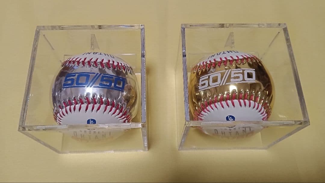 【 ドジャース 大谷５０ー５０金銀 ボール＆各種記念プレート６枚＆空ケース４個】
