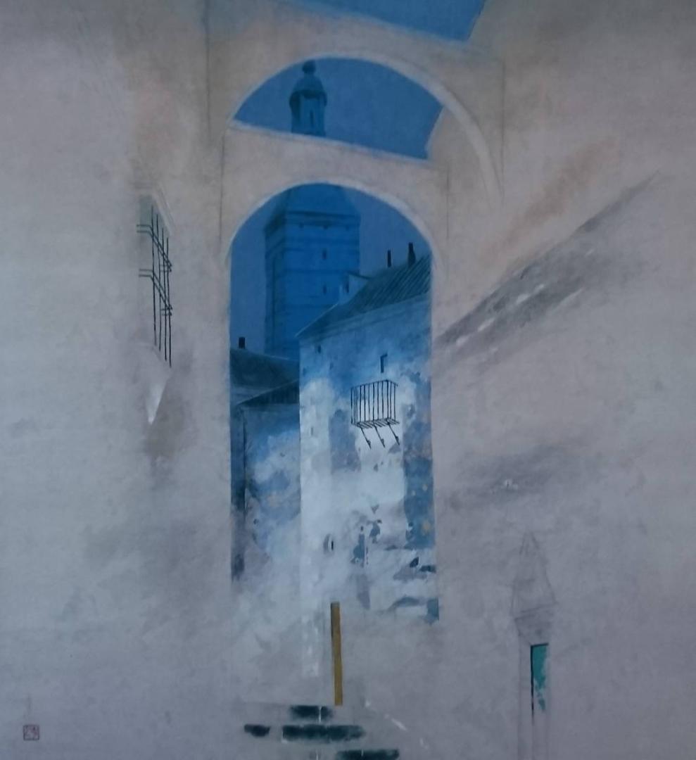 北田 克己、塔の空、厳選、希少画集画、新品高級額 額装付、きただ かつみ