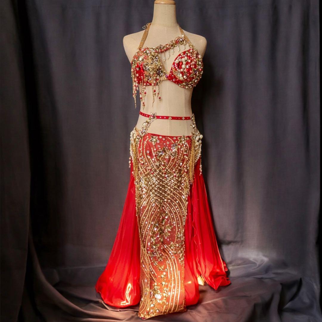 ベリーダンスhoyda 衣装 エジプト製 赤 新作