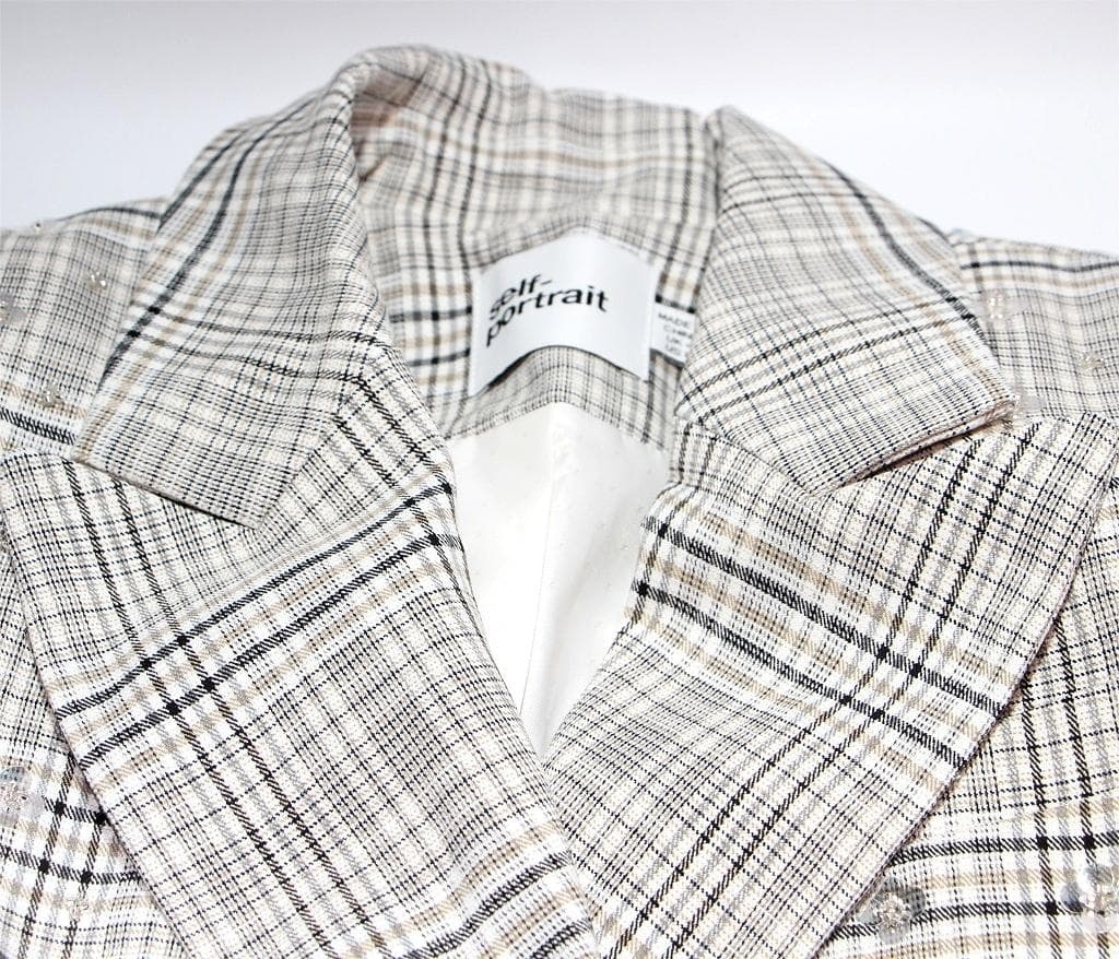 M*G様 セルフポートレイト ブレザー ワンピース チェック柄 グレー UK4