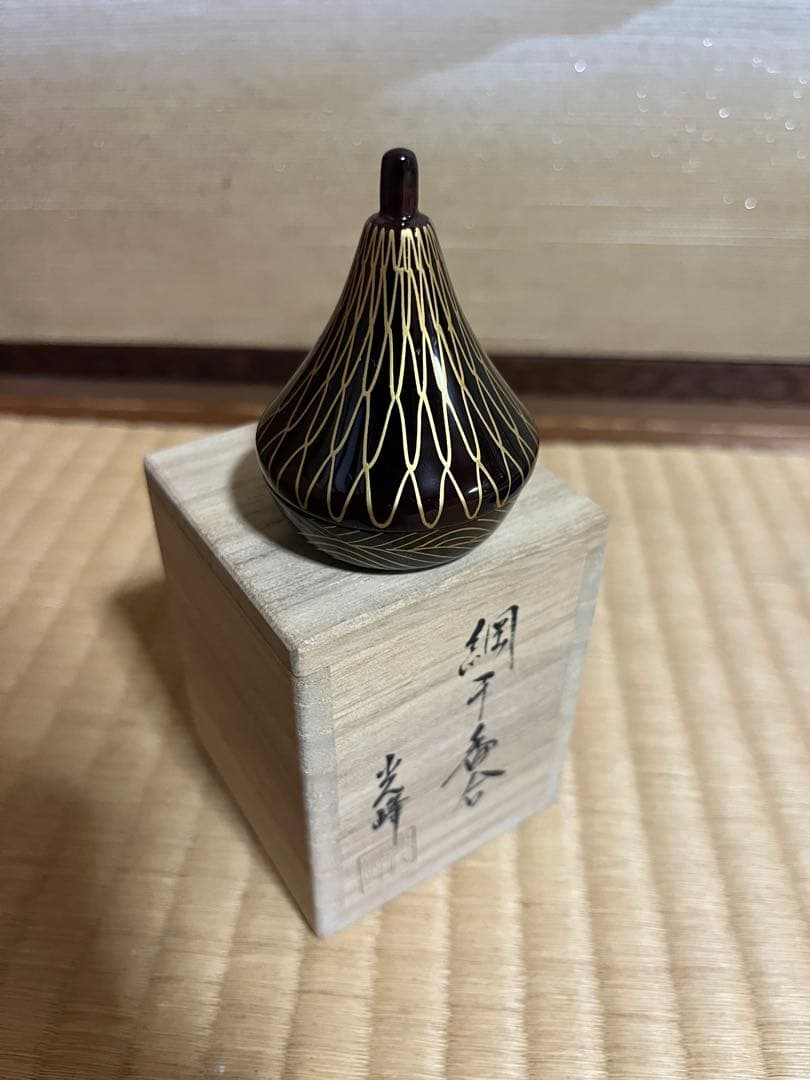 黒漆金蒔絵 香合 茶道具 Kogo Lacquer