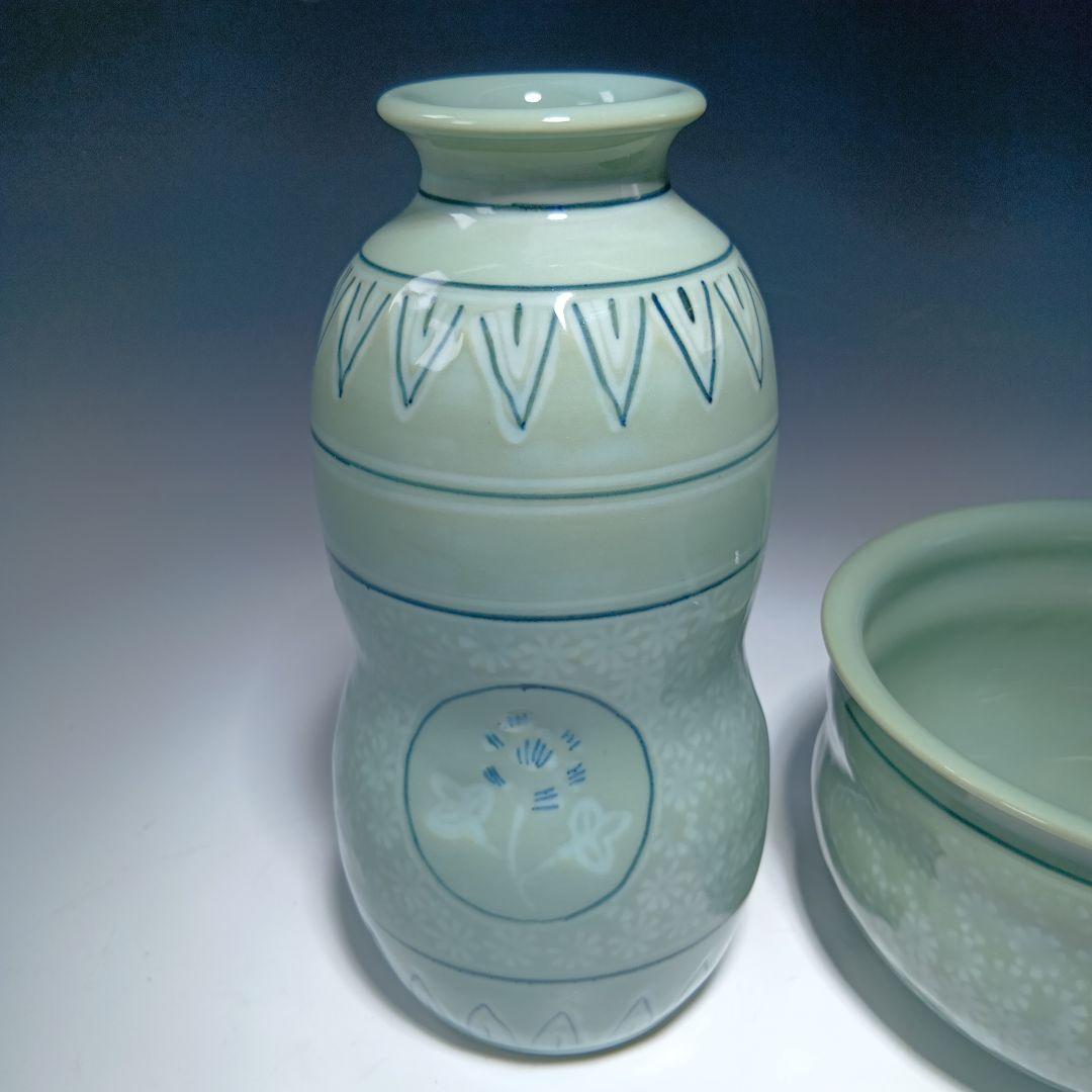 茶道具　手塚祥堂　高麗青磁皆具一式　 美品　共箱