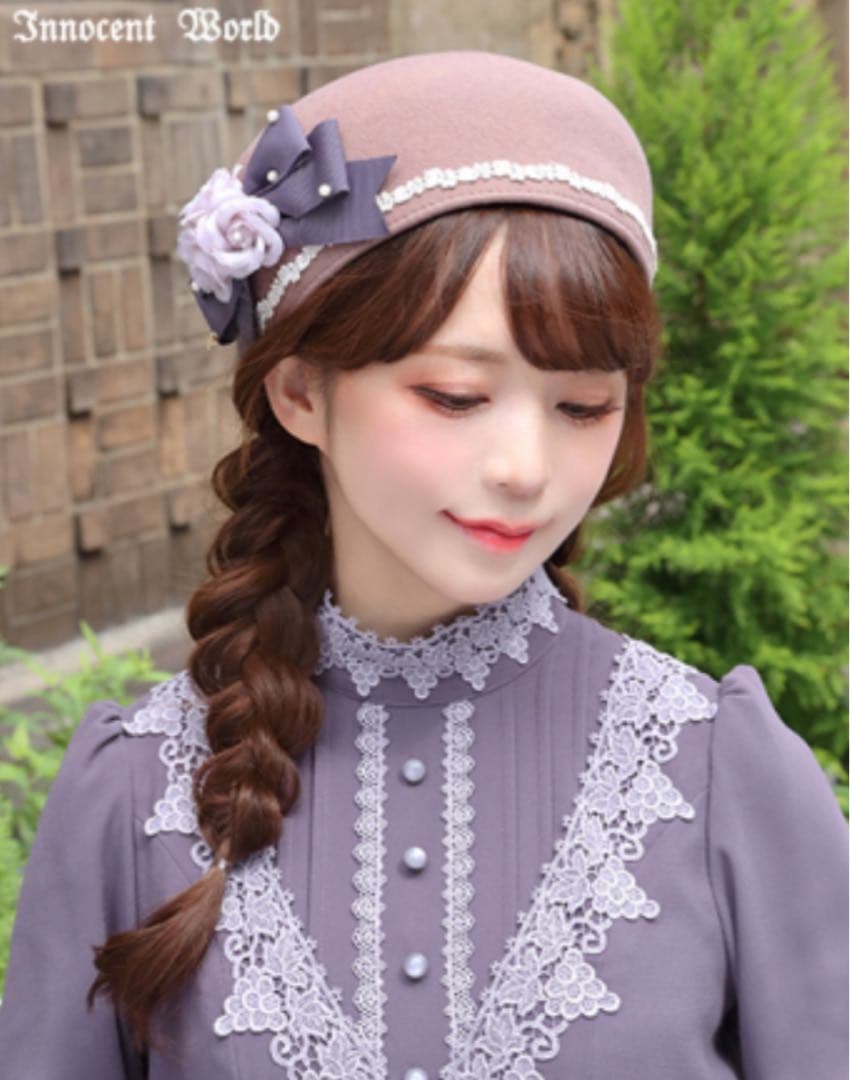 イノセントワールド ロマンスリボンハット　モーヴピンク×パープル