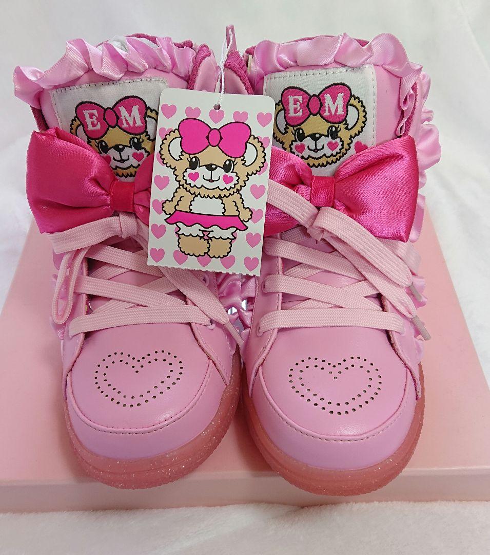 アースマジック♥新品タグ付き♥ハイカット♥リボンスニーカー♥ピンク♥22cm