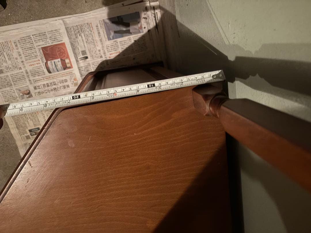 木製コーナーテーブル ブラウン 扉付き