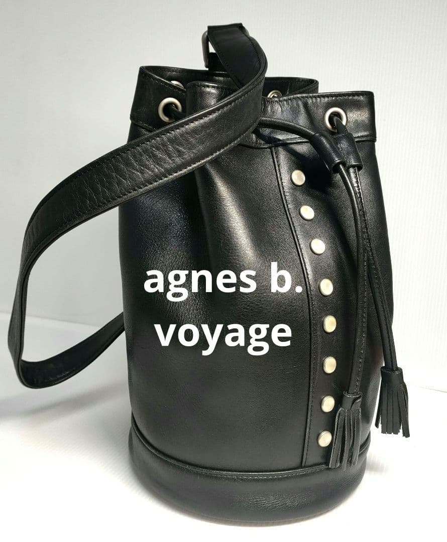 【美品✨️】agnes b.ボヤージュ　プレッションショルダーバッグ巾着　本革