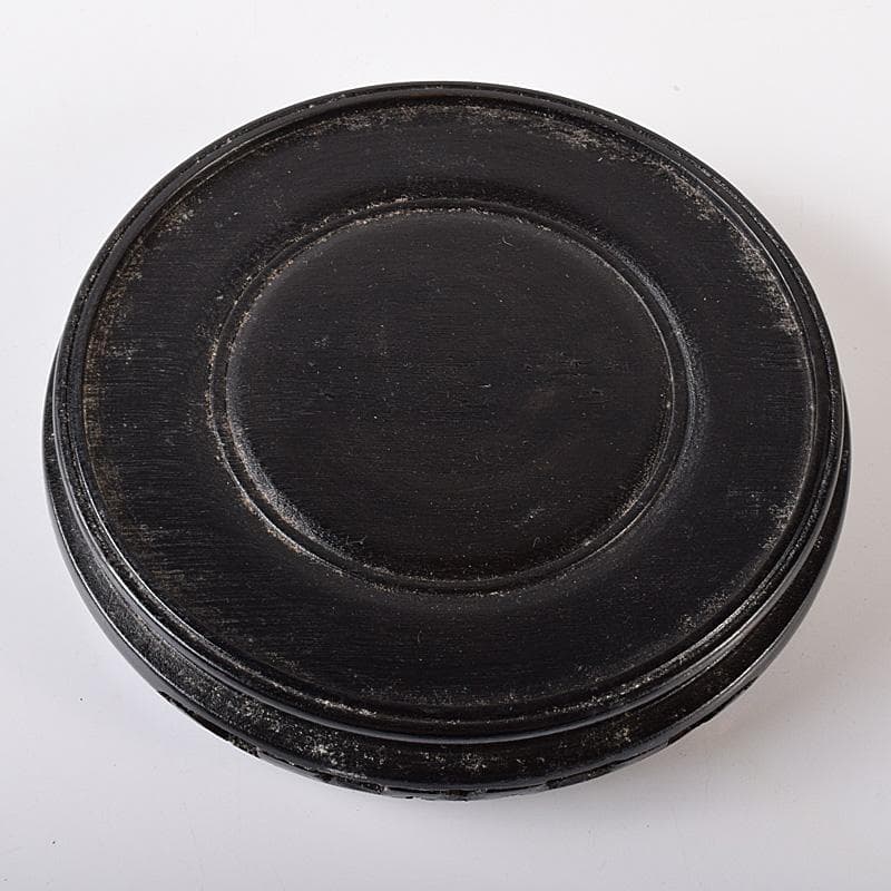 中国　剔紅　堆朱　神獣彫　香炉　唐木台付　D　R8251