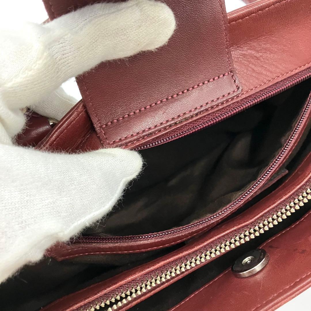 【美品・上質】オールドコーチ レザー ハンドバッグ バーガンディ（赤茶）