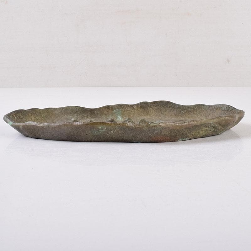 十三世　金谷五良三郎作　青銅瑞鶴巣籠灰皿　共箱　C　R8959