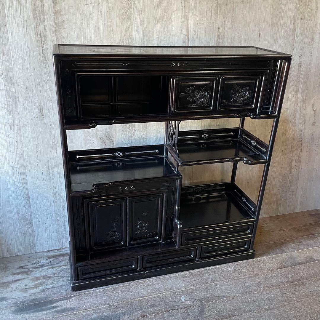 茶箪笥 水屋箪笥 飾り棚 茶棚　昭和レトロ 和製アンティーク 骨董 煎茶道具