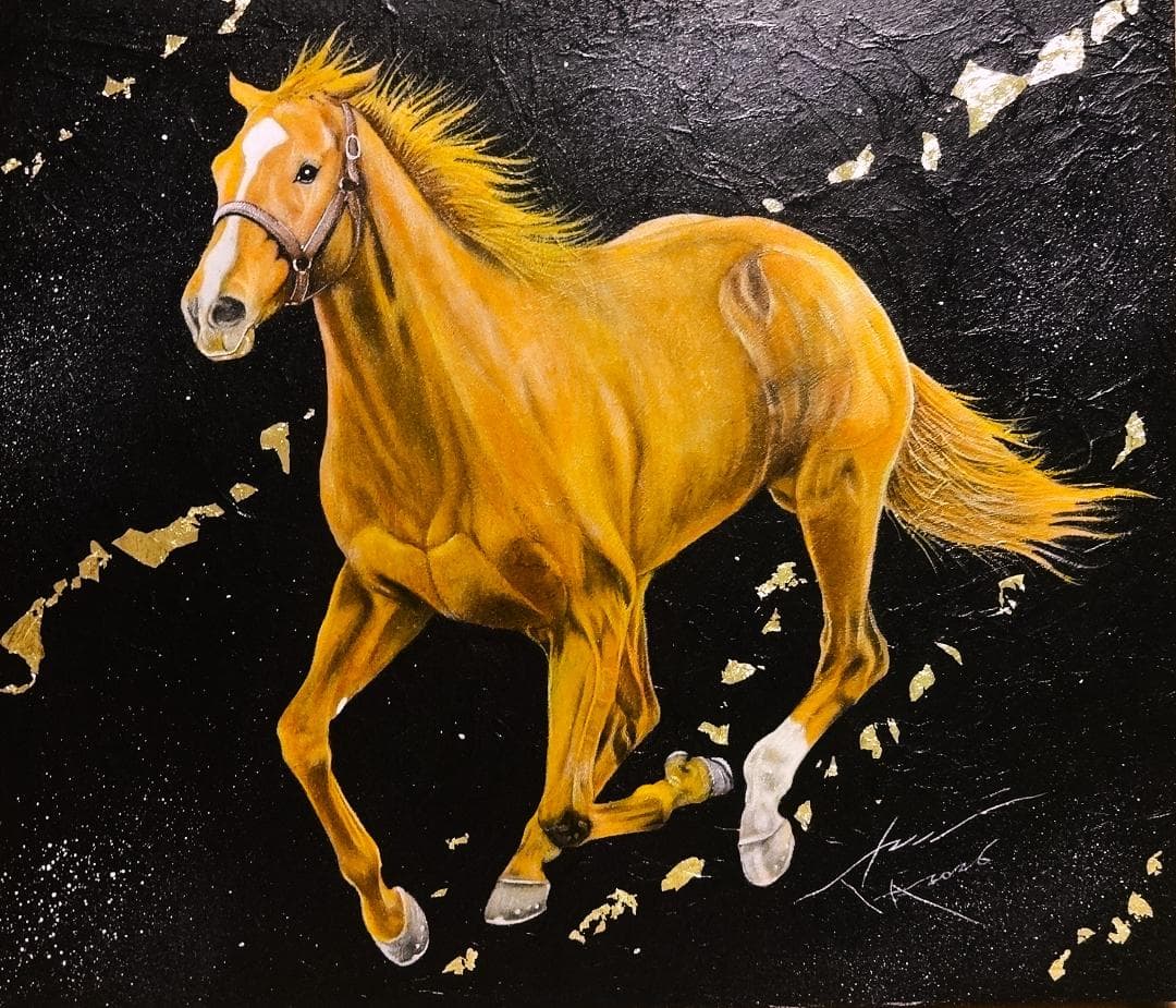 上鈴木正一 油絵 10号『オルフェーヴル(RUN)』1/25午前10時まで掲載!