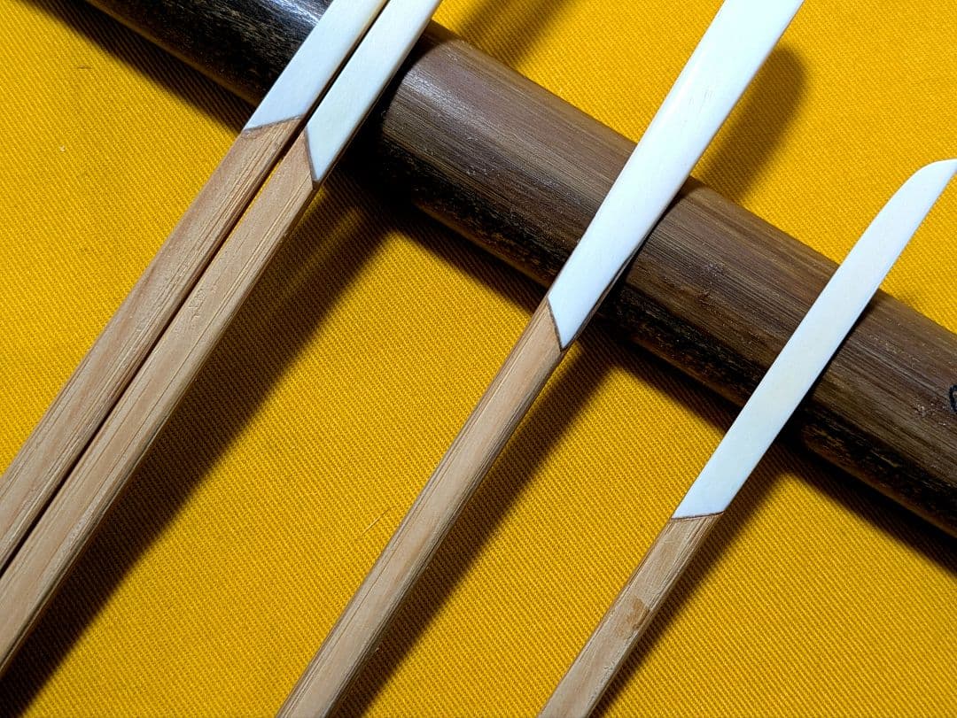 【閉店売り尽し】本煤竹挟継茶杓・菓子箸・菓子切3点セット