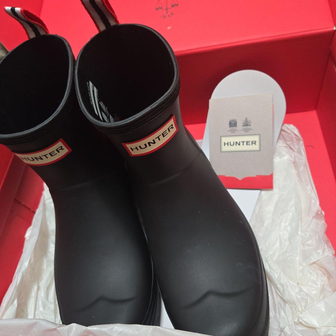 HUNTER レインブーツショート黒 24.5cm試着のみ