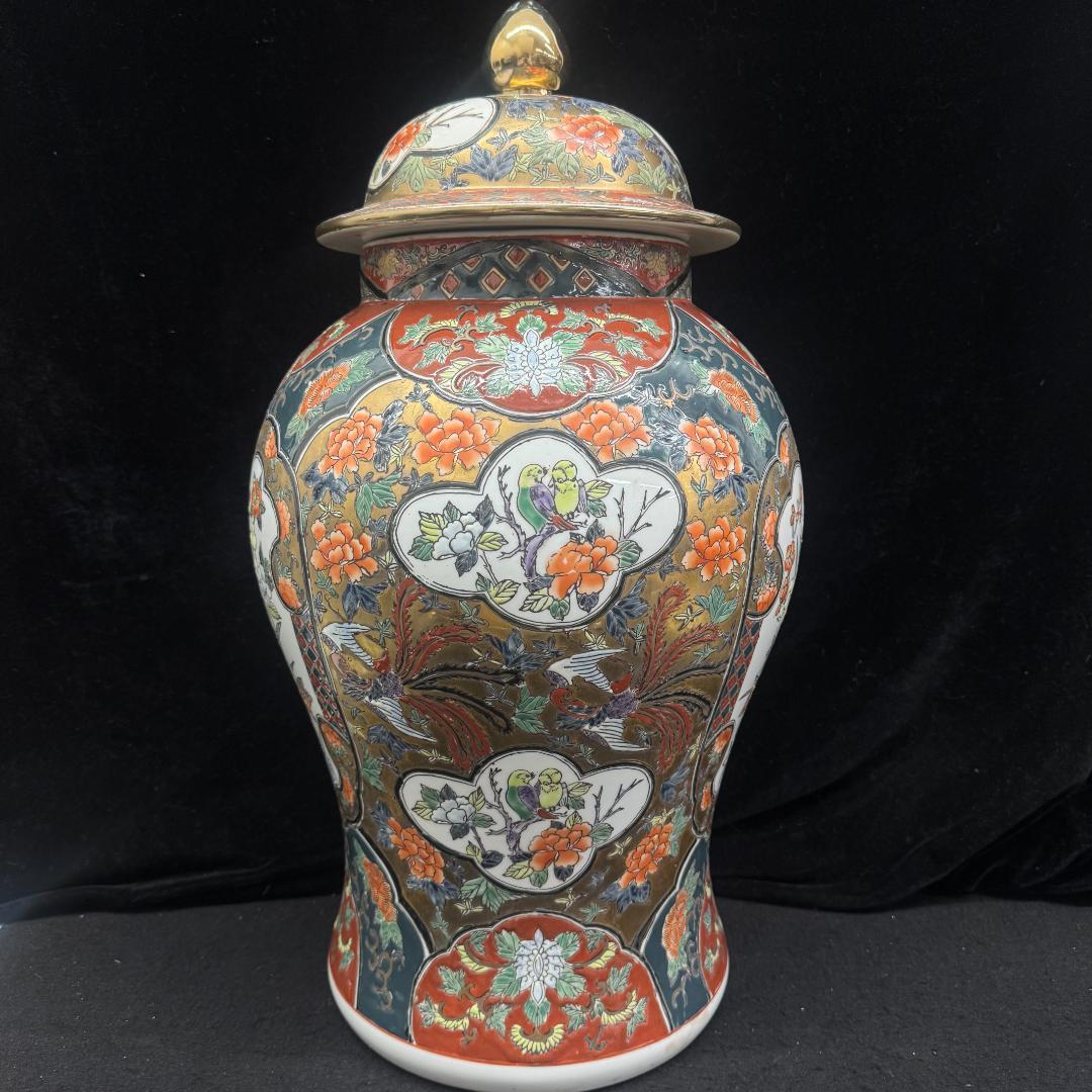 古伊万里　 赤絵 金襴手沈香壺　高さ51㎝