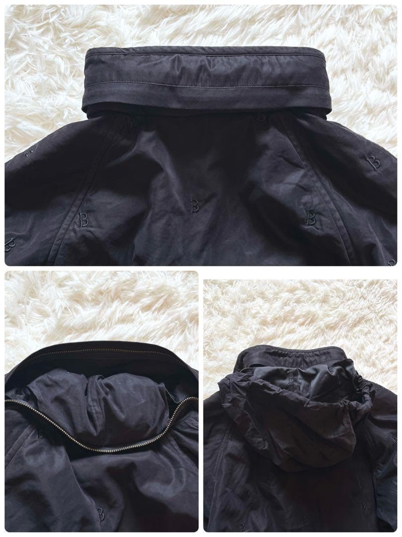 希少✨BURBERRY　バーバリー　ロングコート　裏チェック　ロゴ刺繍　ブラック