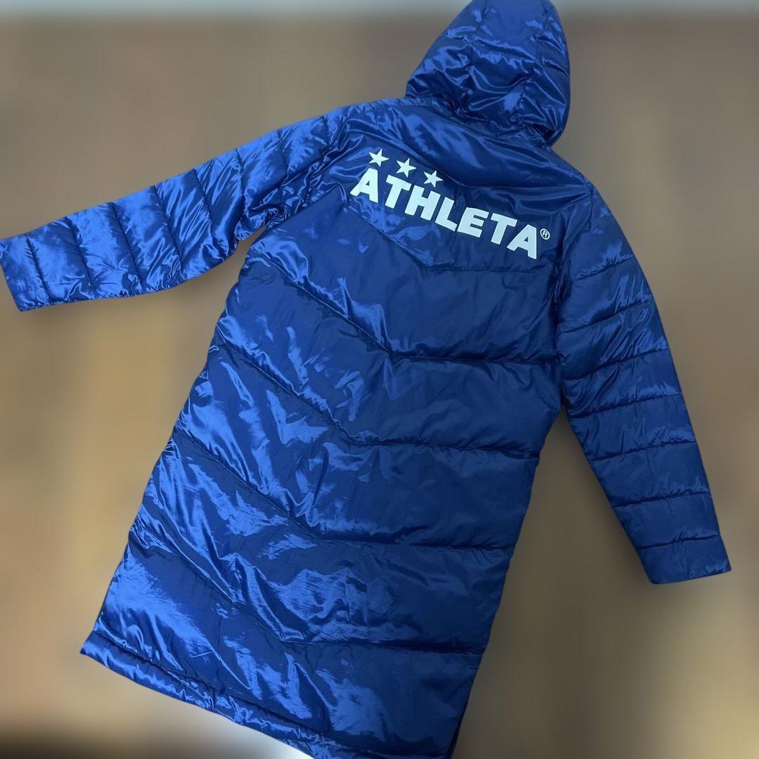 美品　ATHLETA フード付き　ベンチコート 青　防寒　アウター