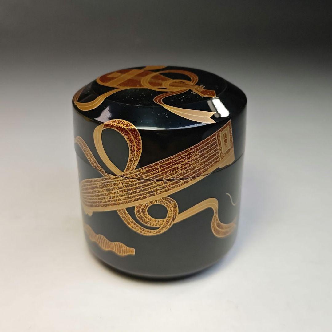 イ420 棗『漆専堂　岡本漆園作』『金梨地楽器蒔絵　棗　共箱』茶道具