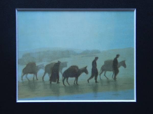 平山郁夫、【熱砂塵黒】、希少・豪華画集画、新品高級額・額装付、状態良好