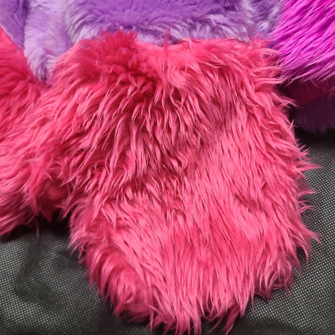 チェシャ猫 フリース耳付きフードスカーフ ピンク紫