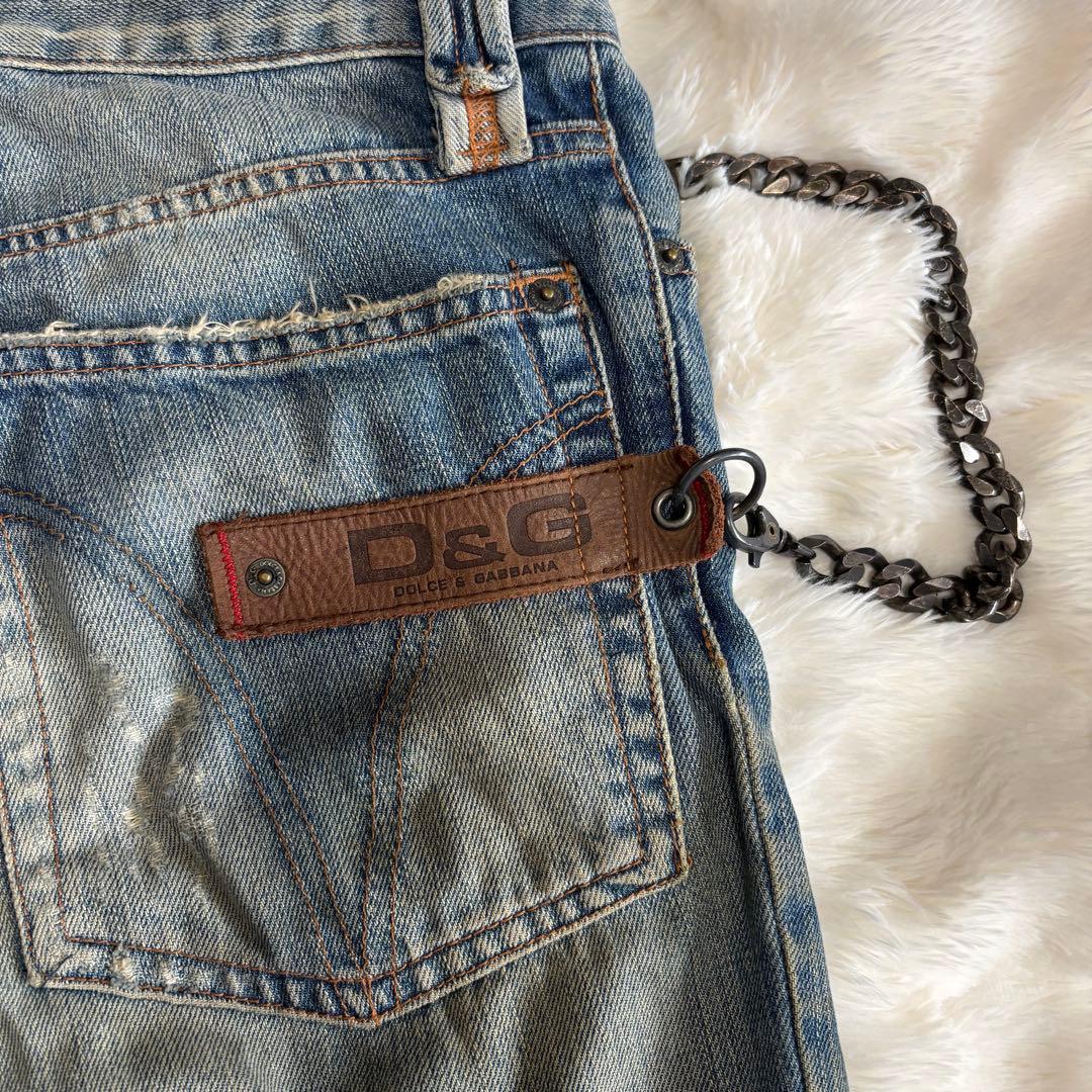 ドルガバ ウォッシュド ダメージ チェーン デニムパンツ