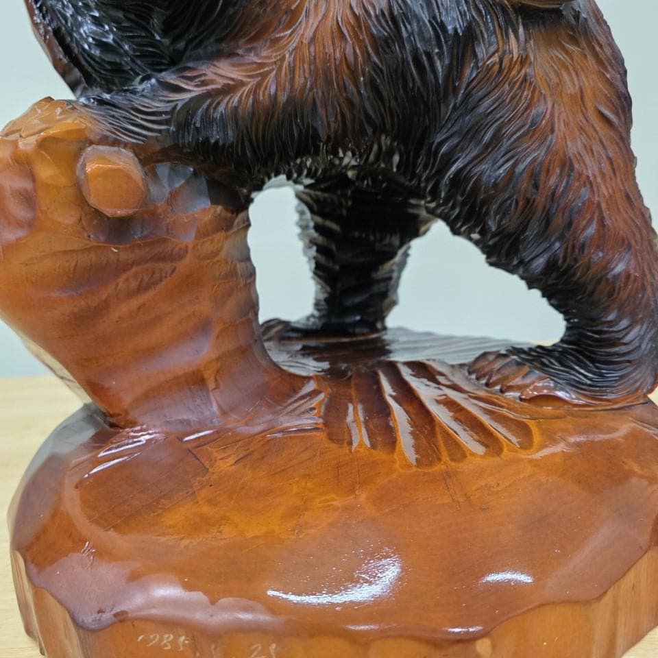 木製クマと魚の彫刻 大 堀井民芸 一刀彫 郷土玩具 農民美術