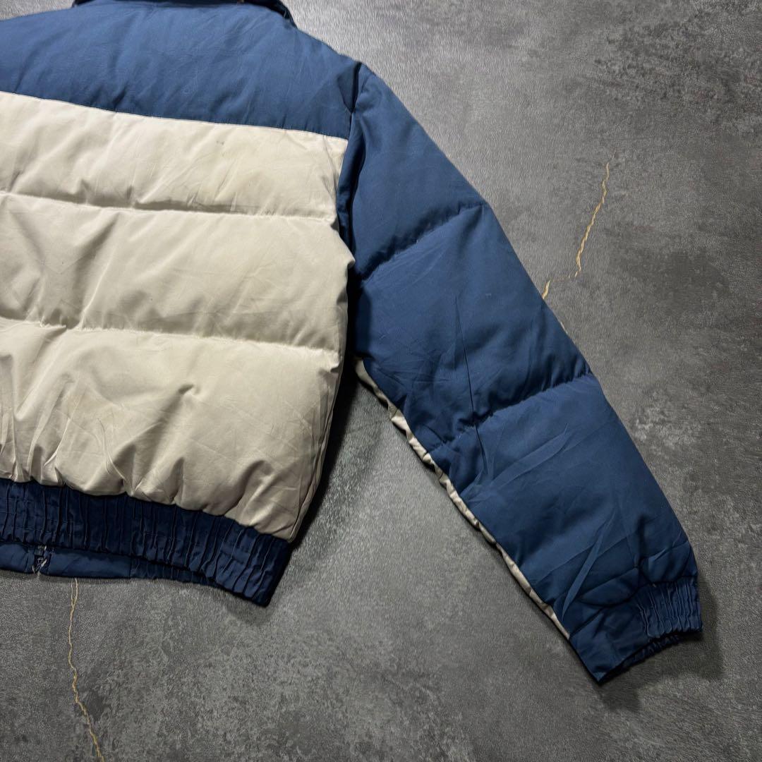70s80sヴィンテージダウンジャケット生成りバーガンディネイビー短丈古着L