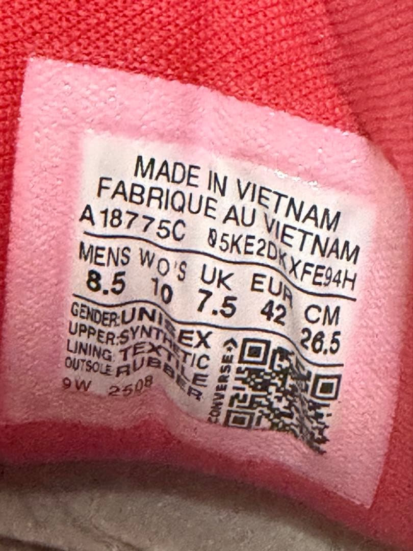 US8.5 新品 SHAI 001 converse Winter Red 赤