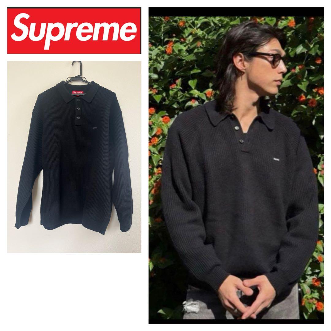 Supreme☆ブラック☆Small Box Polo Sweater