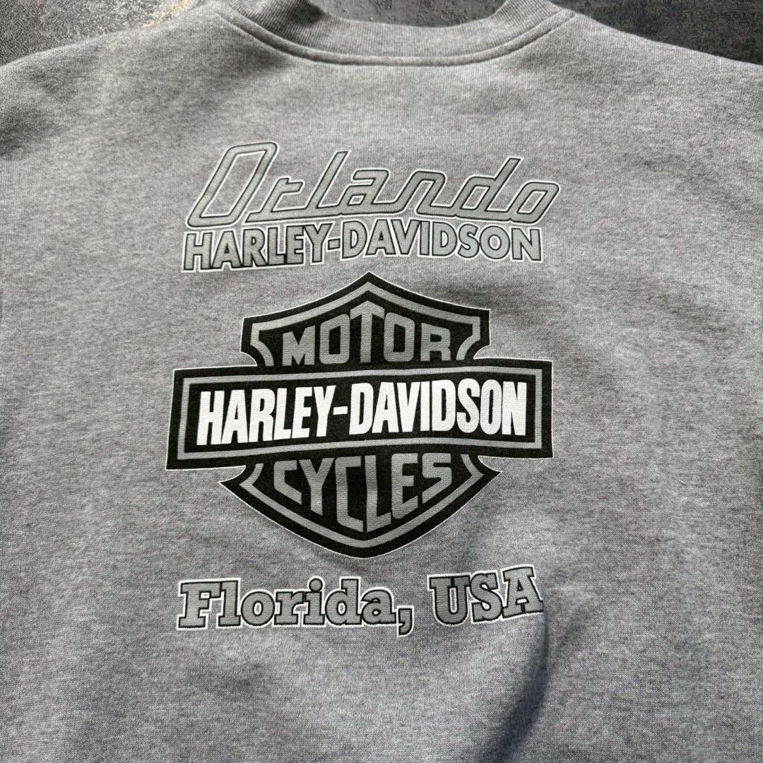 00sUSA製ハーレーダビッドソンアルミジップスウェットカーディガンヘザーグレー