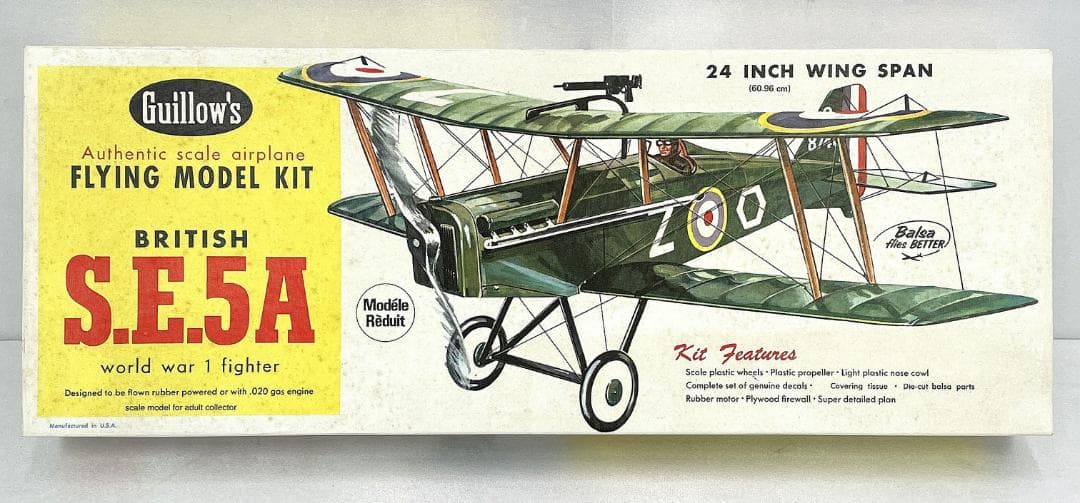 【未組立品】1980年代 Guillow's S.E.5Aフライングモデルキッド