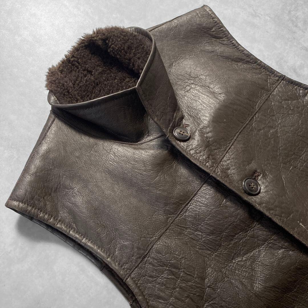 aofu様 ニチロ 毛皮 Sheep House ムートン レザーベスト L 茶