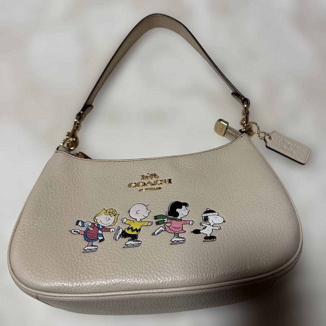 し*ま様 COACH スヌーピー ハンドバッグ ベージュ