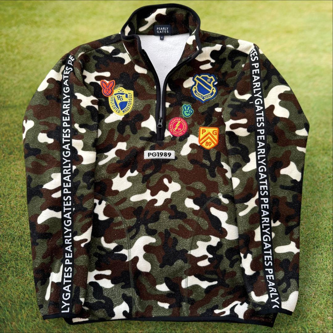 パーリーゲイツ　フリース　ジャケット　迷彩　カモフラ　サイドロゴ　M〜L相当　4