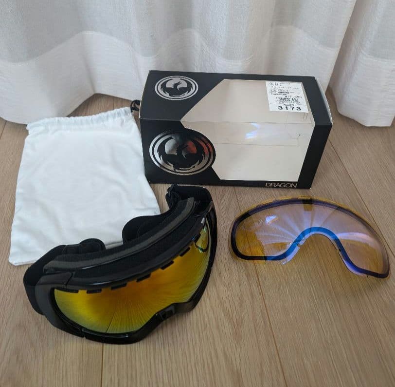 DRAGON　スノーゴーグル ミラー 予備レンズ付　オレンジ