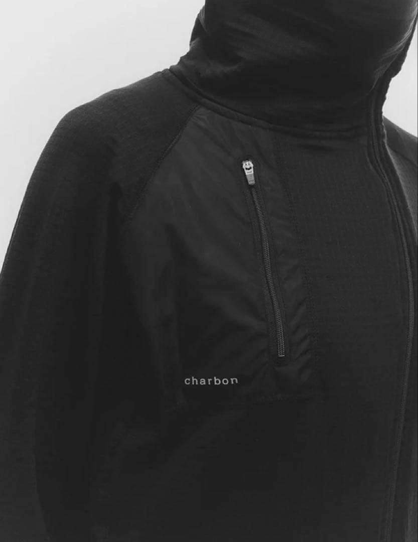 ち*ー様 Charbon GRID FLEECE ZIP UP HOODIE