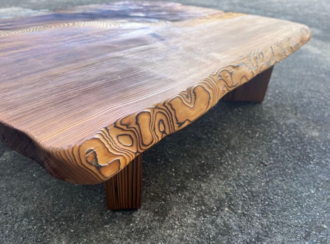 秋田杉細工／ 一枚板／座卓／ローテーブル／天然木 約127cm×95cm