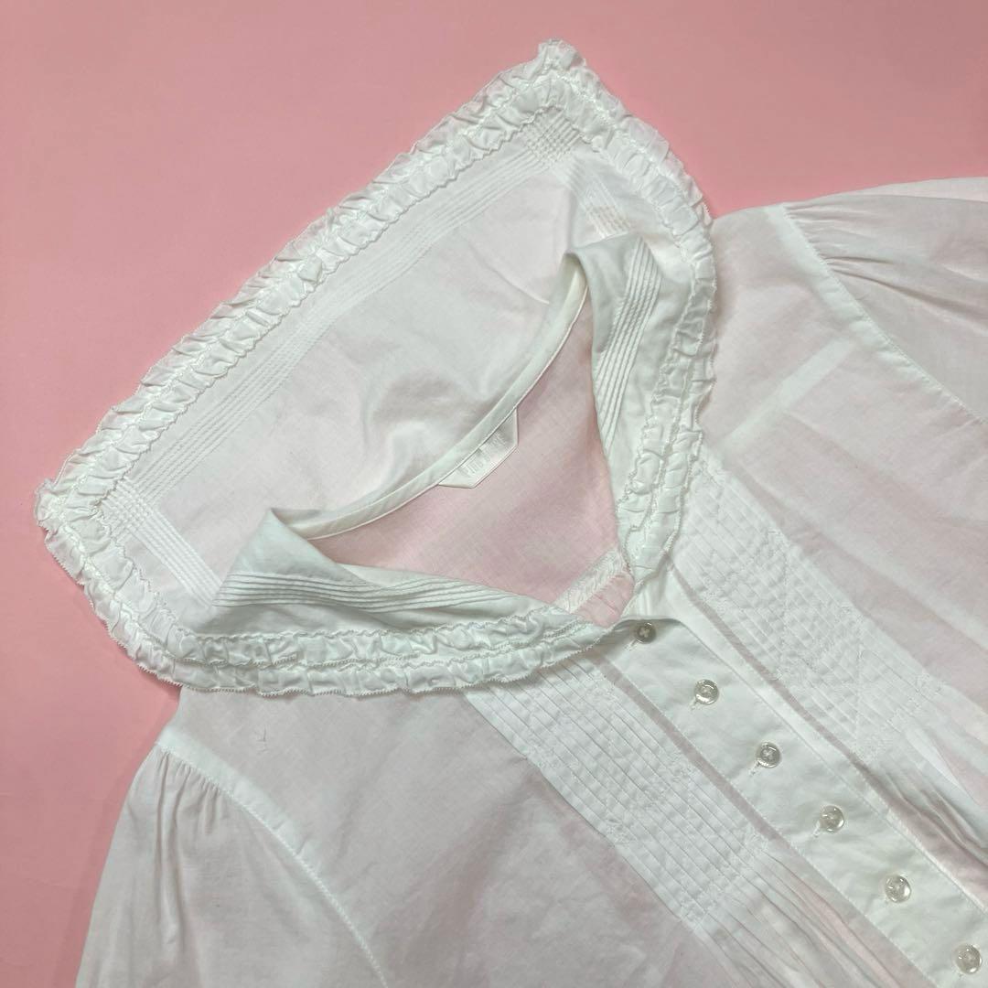 ピンクハウス 白 ピコフリル ピンタック 使い セーラーブラウス