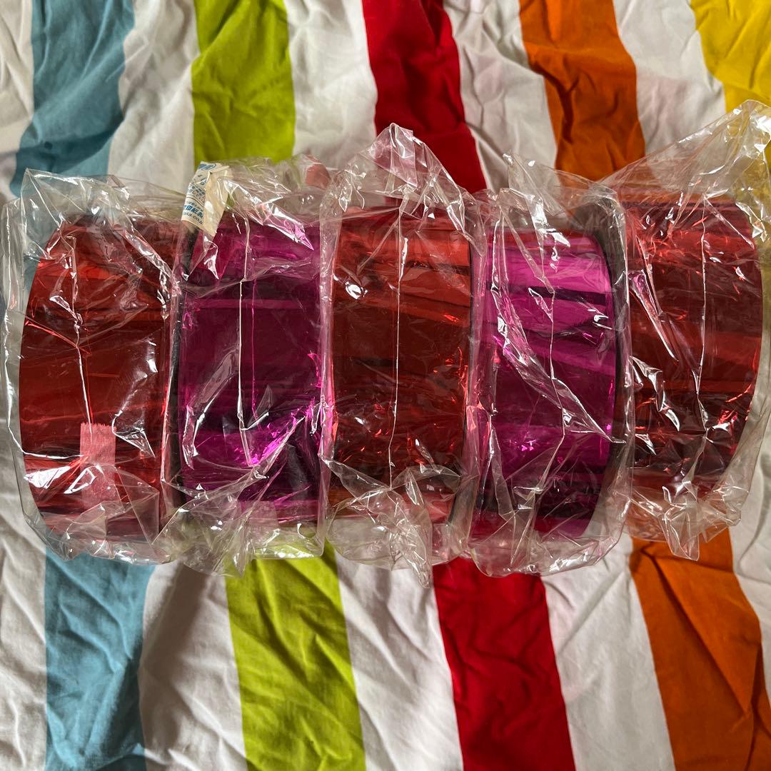 タカ印紙製品メッキテープ ピンク レッド5cm×300M巻5つセット ポンポン