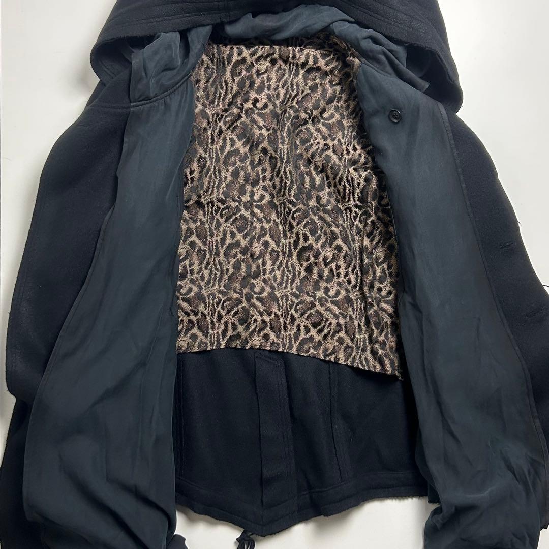 【美品】ロエン/異素材ドッキング変形ロングコート/ドレープ/スワロフスキースカル