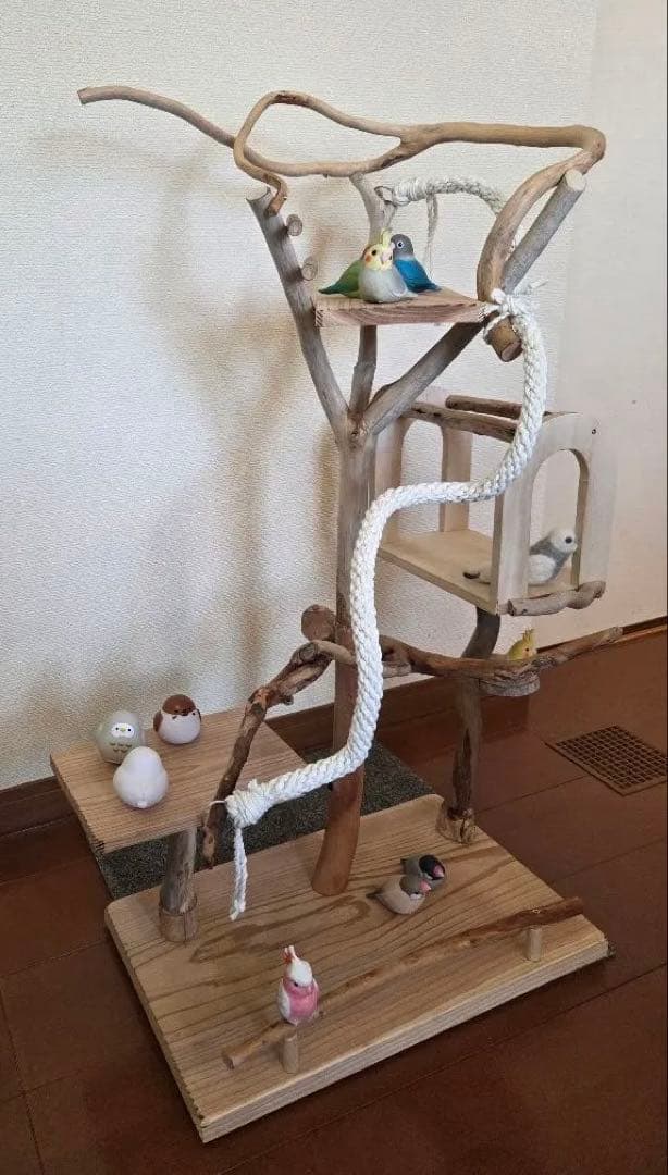 レア枝　バードアスレチック　3way　小型、中型用　流木　ハンドメイド