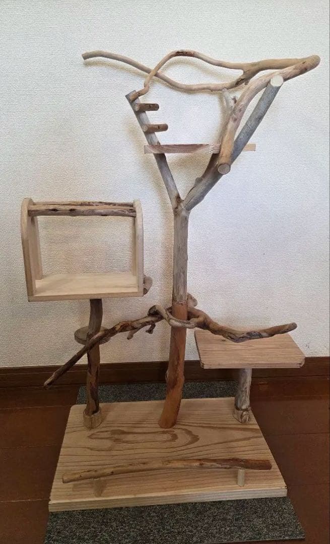 レア枝　バードアスレチック　3way　小型、中型用　流木　ハンドメイド