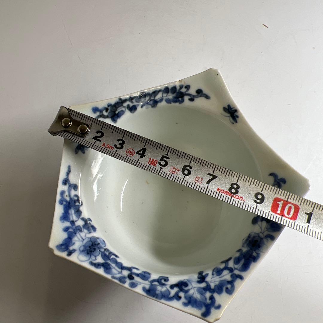 江戸中期　藍柿右衛門花唐草向付六客　木箱付　幅約10.5㎝東Y8-0123☆2F